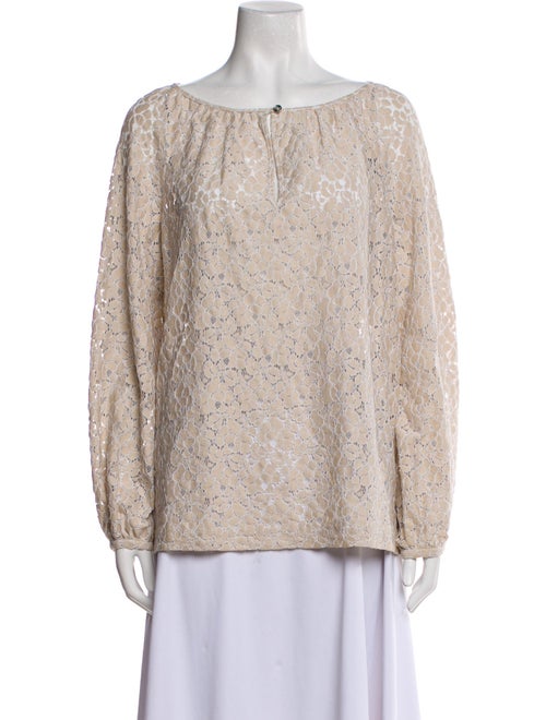 Tory Burch Lace Pattern Bateau Neckline Blouse