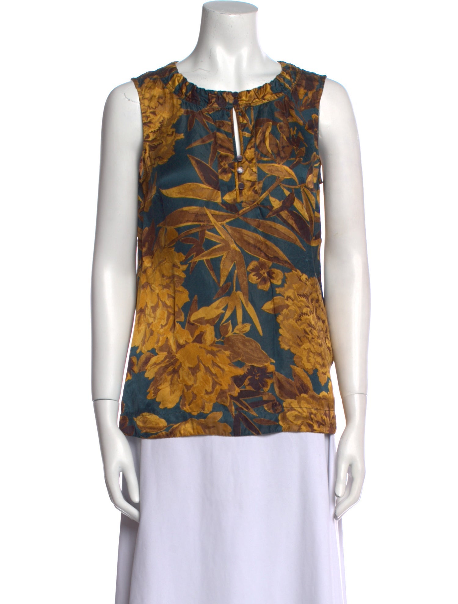 Tory Burch Floral Print Crew Neck Blouse