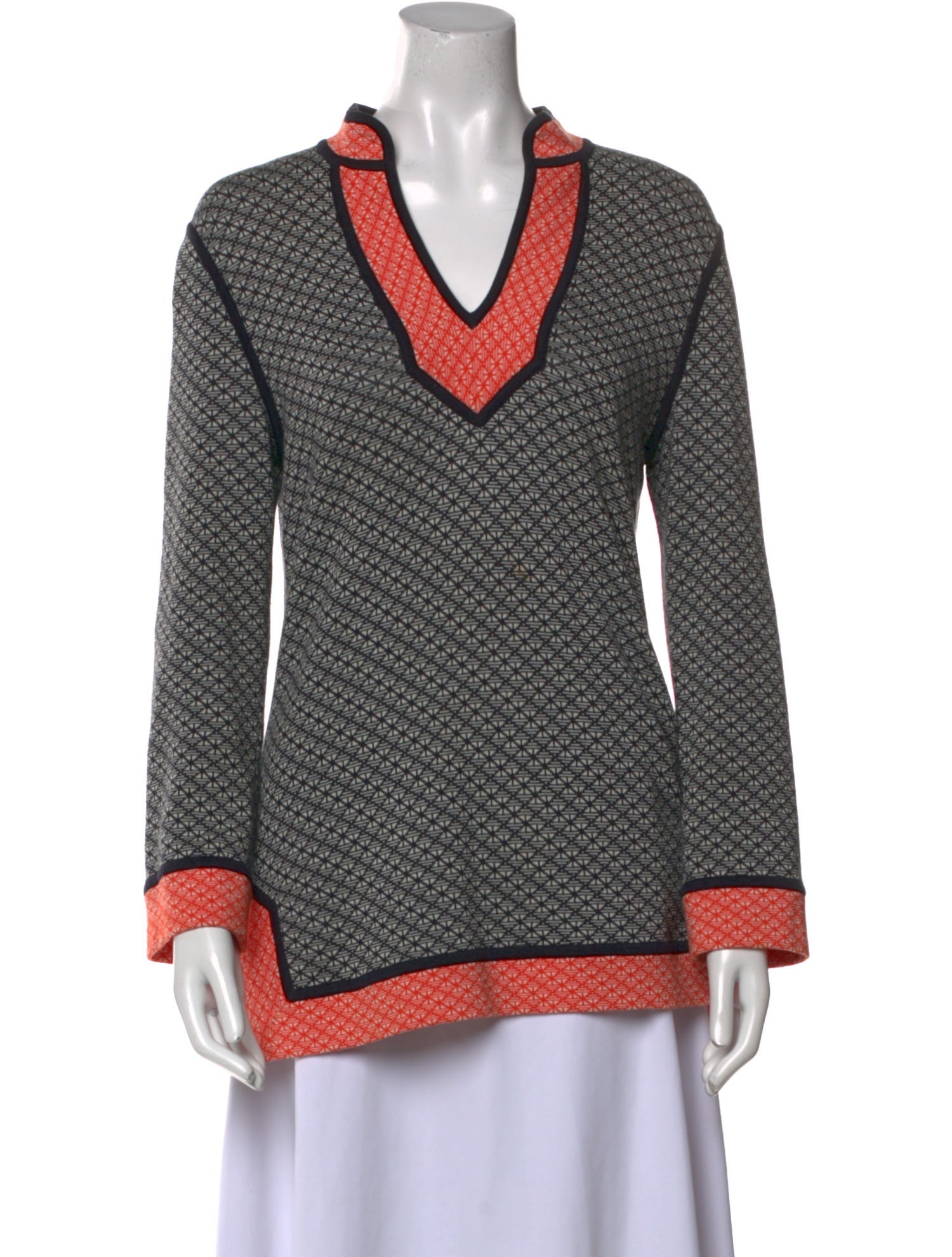 Tory Burch Printed V-Neck Sweatshirt