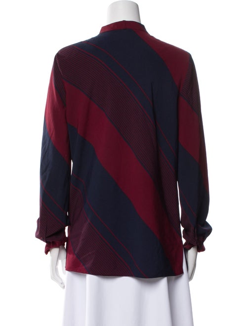 Tory Burch Colorblock Pattern Mock Neck Blouse