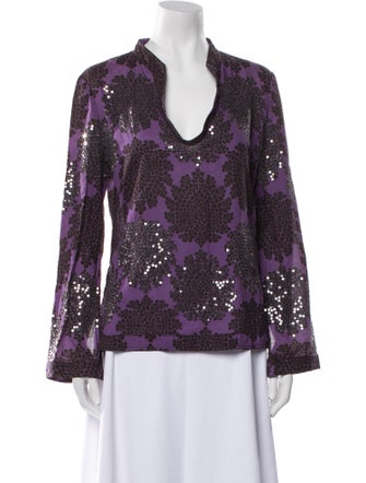 Tory Burch Floral Print Cowl Neck Blouse
