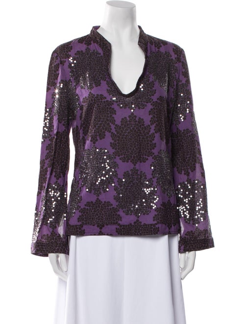 Tory Burch Floral Print Cowl Neck Blouse