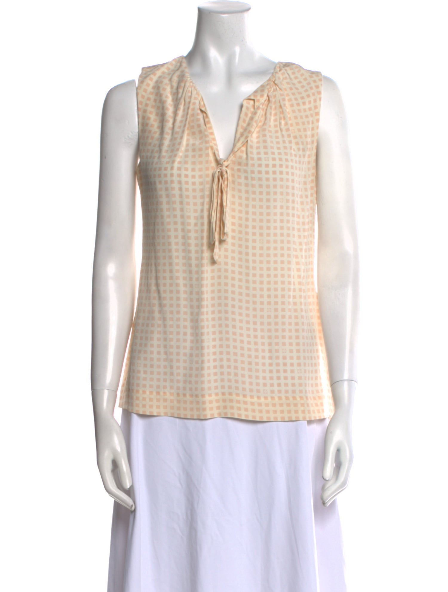 Tory Burch Silk Plaid Print Top