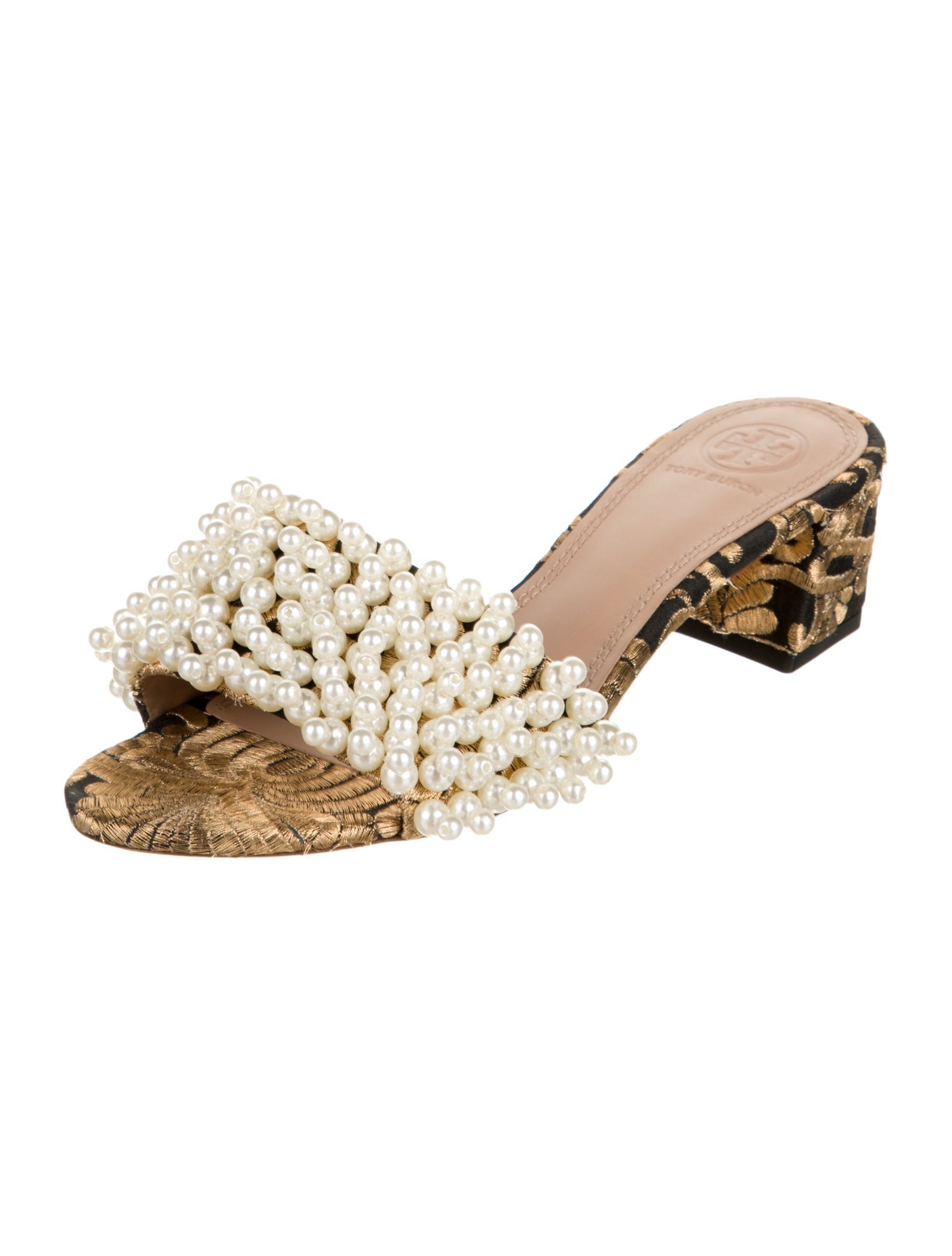 Tory Burch Embroidered Accent Slides
