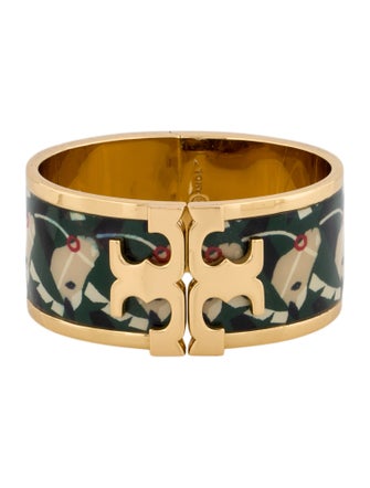 Tory Burch Enamel Raised Logo Hinged Bangle Bracelet
