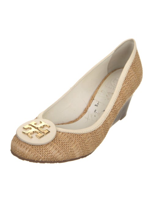 Tory Burch Straw Leather Trim Embellishment Pumps