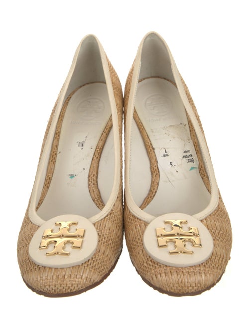 Tory Burch Straw Leather Trim Embellishment Pumps