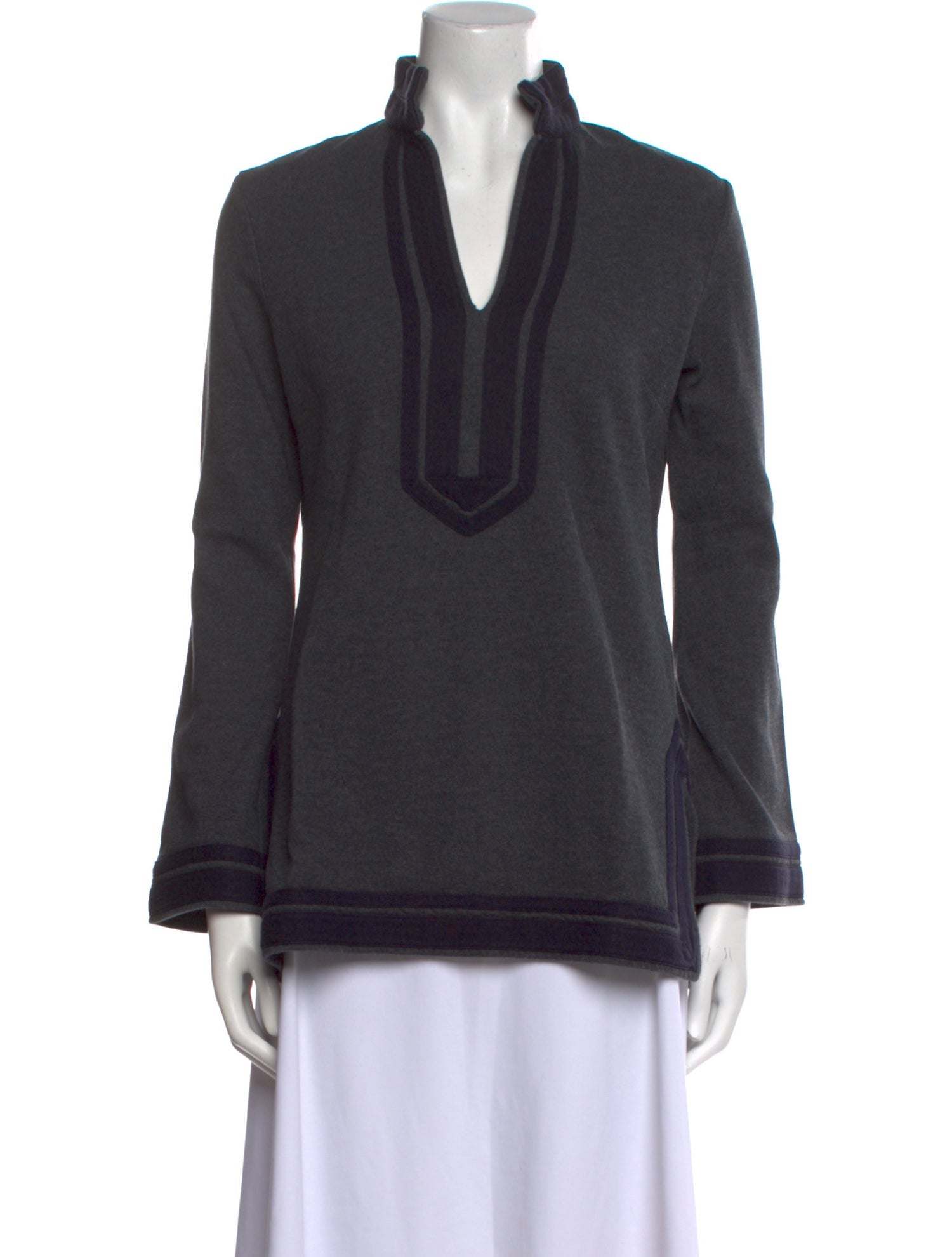 Tory Burch V-Neck Long Sleeve Sweatshirt