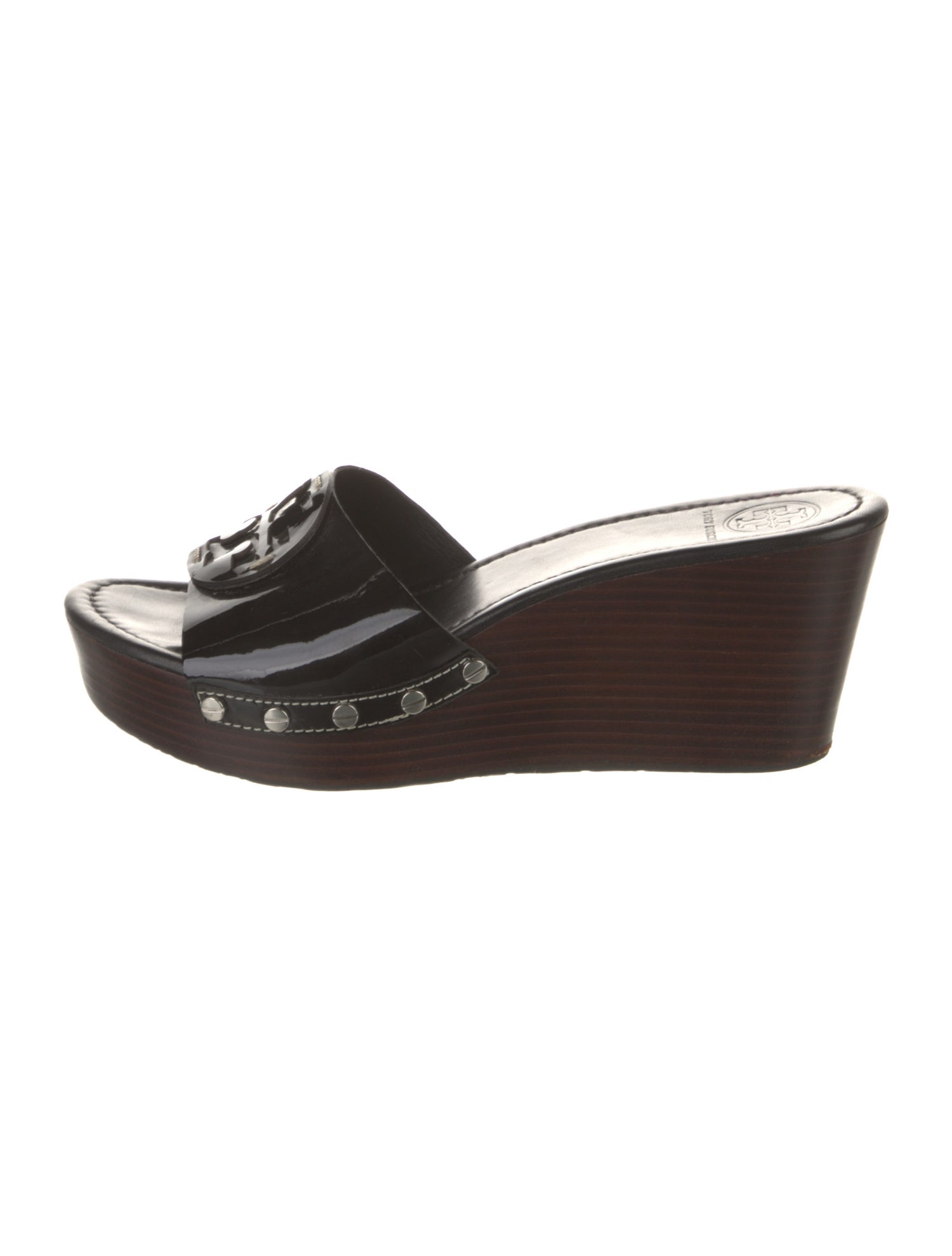 Tory Burch Patent Leather Studded Accents Slides