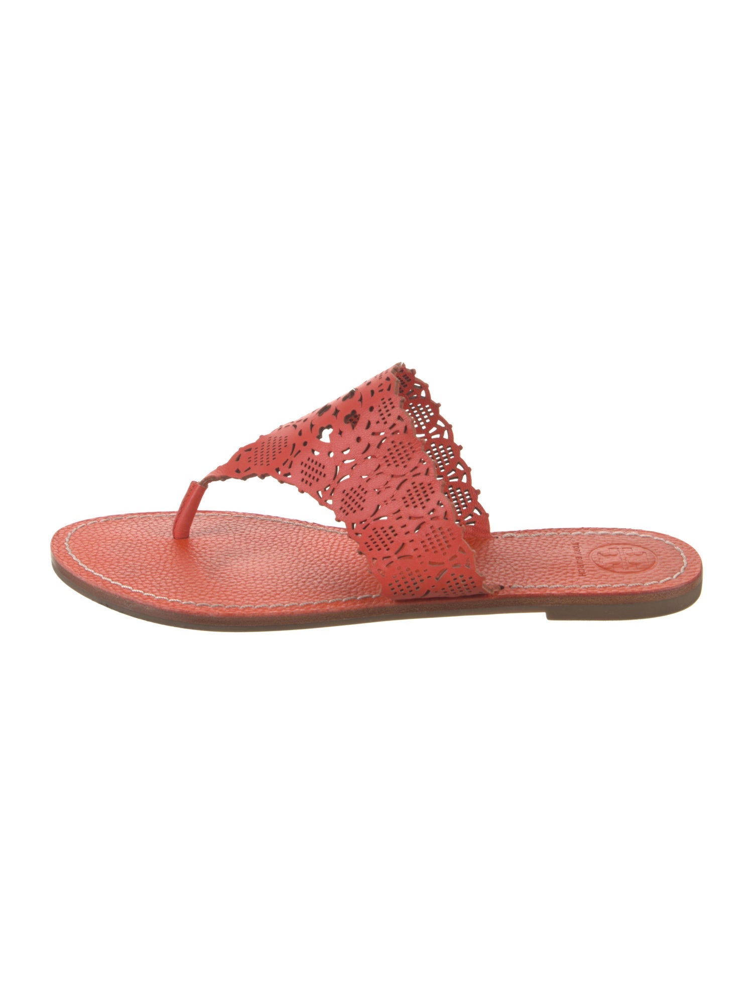 Tory Burch Leather Cutout Accent Flip Flops