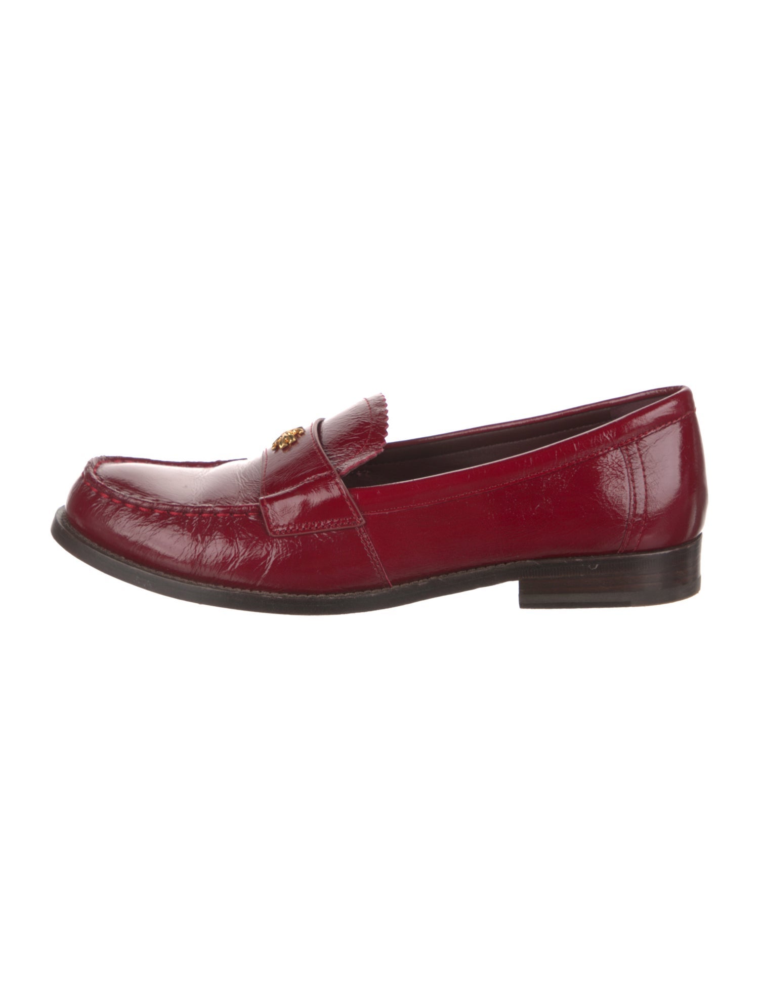 Tory Burch Patent Leather Scalloped Accent Loafers