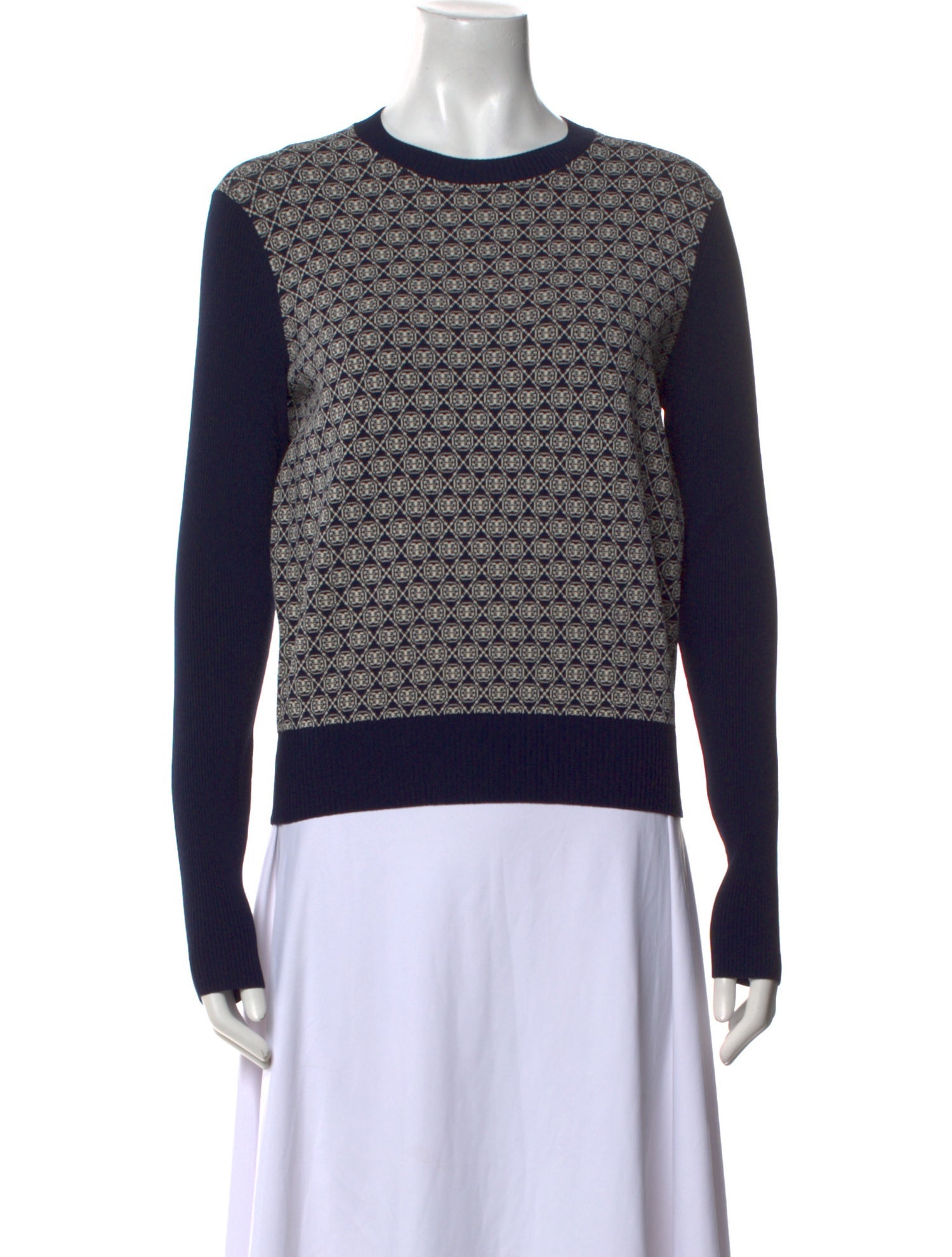 Tory Burch Printed Crew Neck Sweater