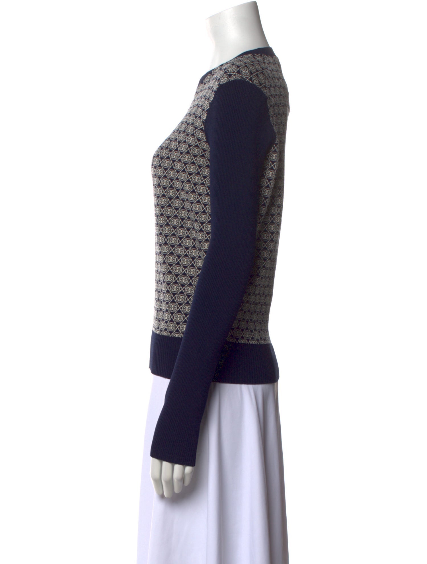 Tory Burch Printed Crew Neck Sweater