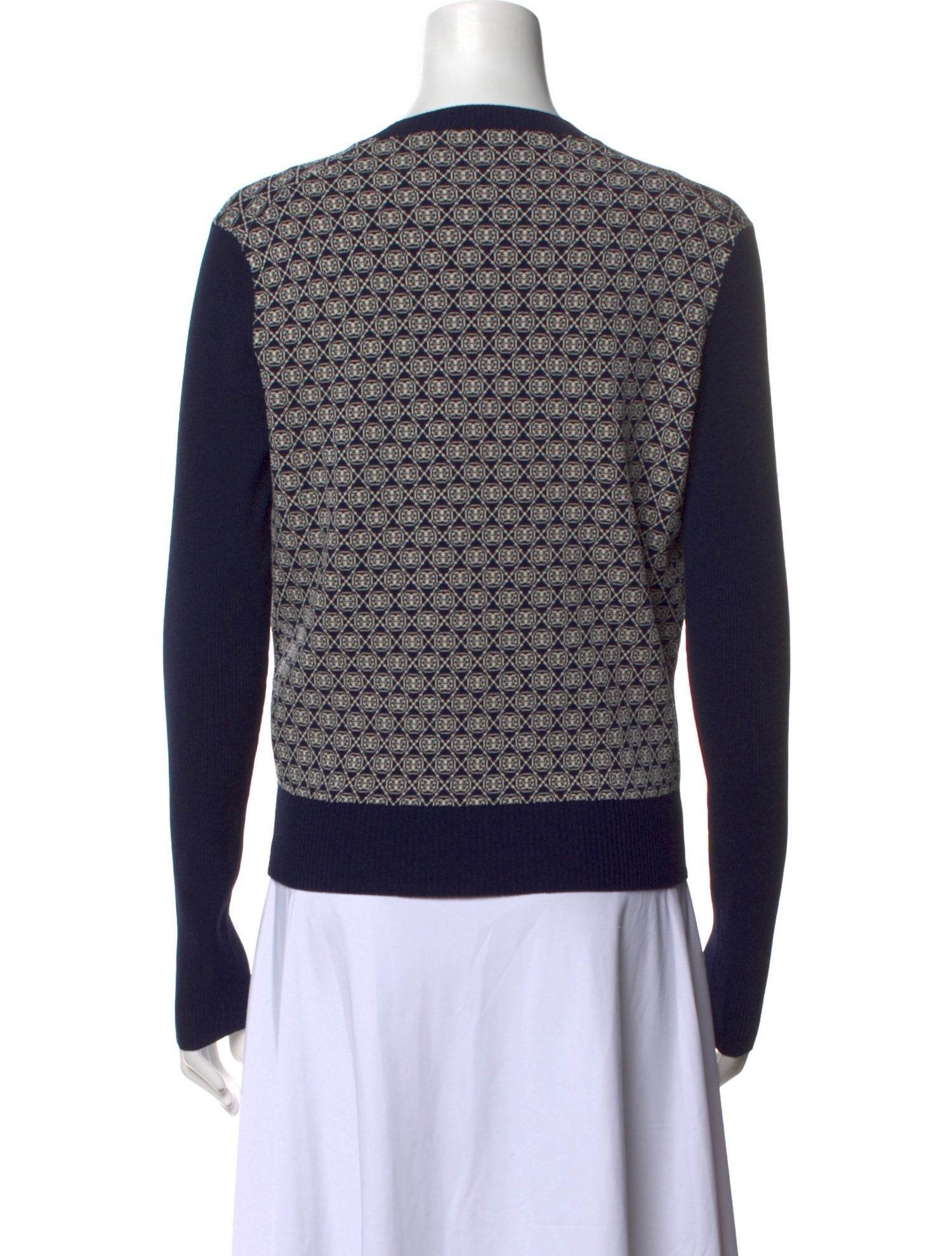 Tory Burch Printed Crew Neck Sweater