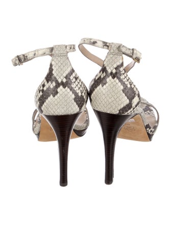 Tory Burch Leather Animal Print T-Strap Sandals