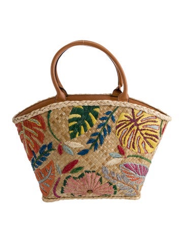 Tory Burch Totes Straw Top Handle Bag