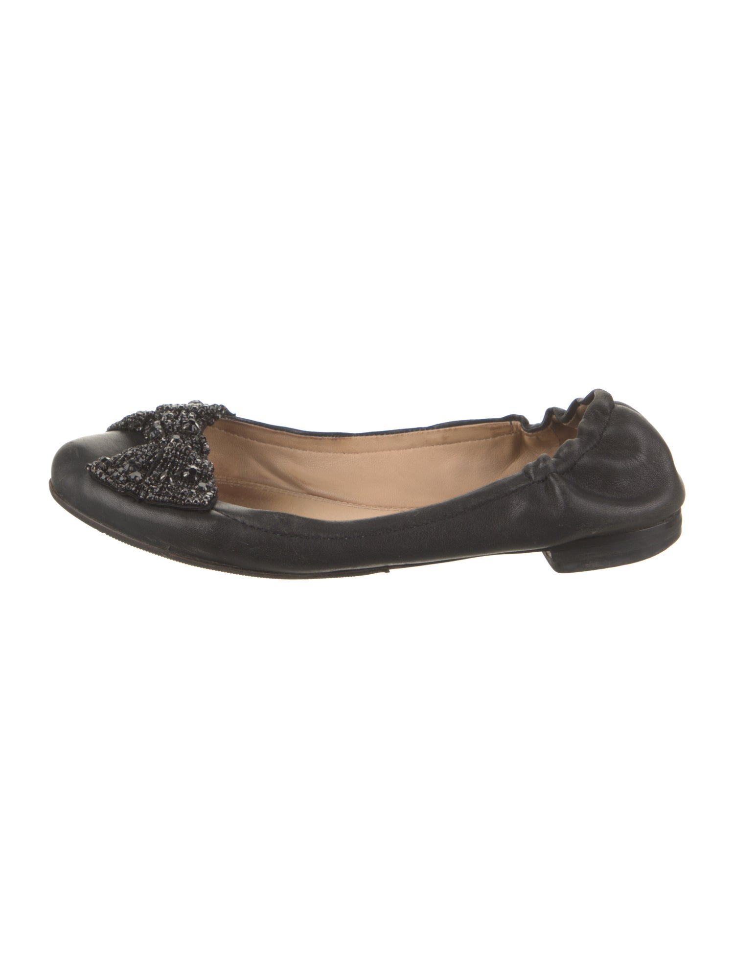 Tory Burch Leather Bow Accents Ballet Flats