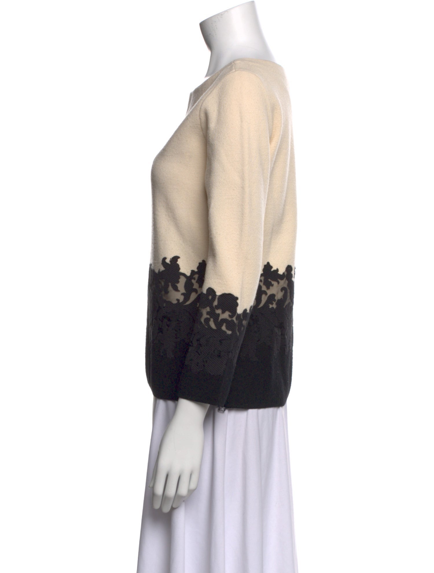 Tory Burch Merino Wool Colorblock Pattern Sweater