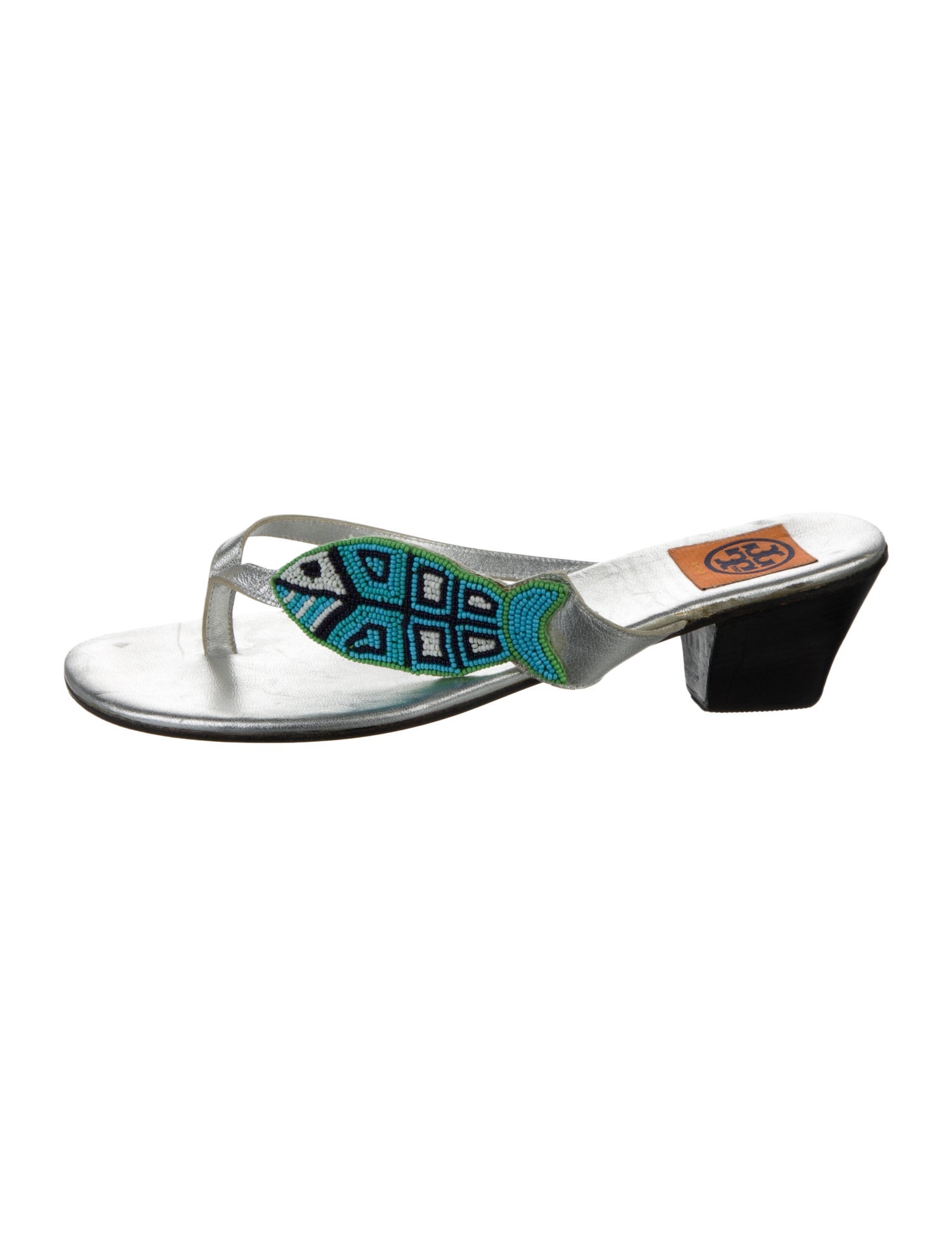 Tory Burch Leather Printed T-Strap Sandals