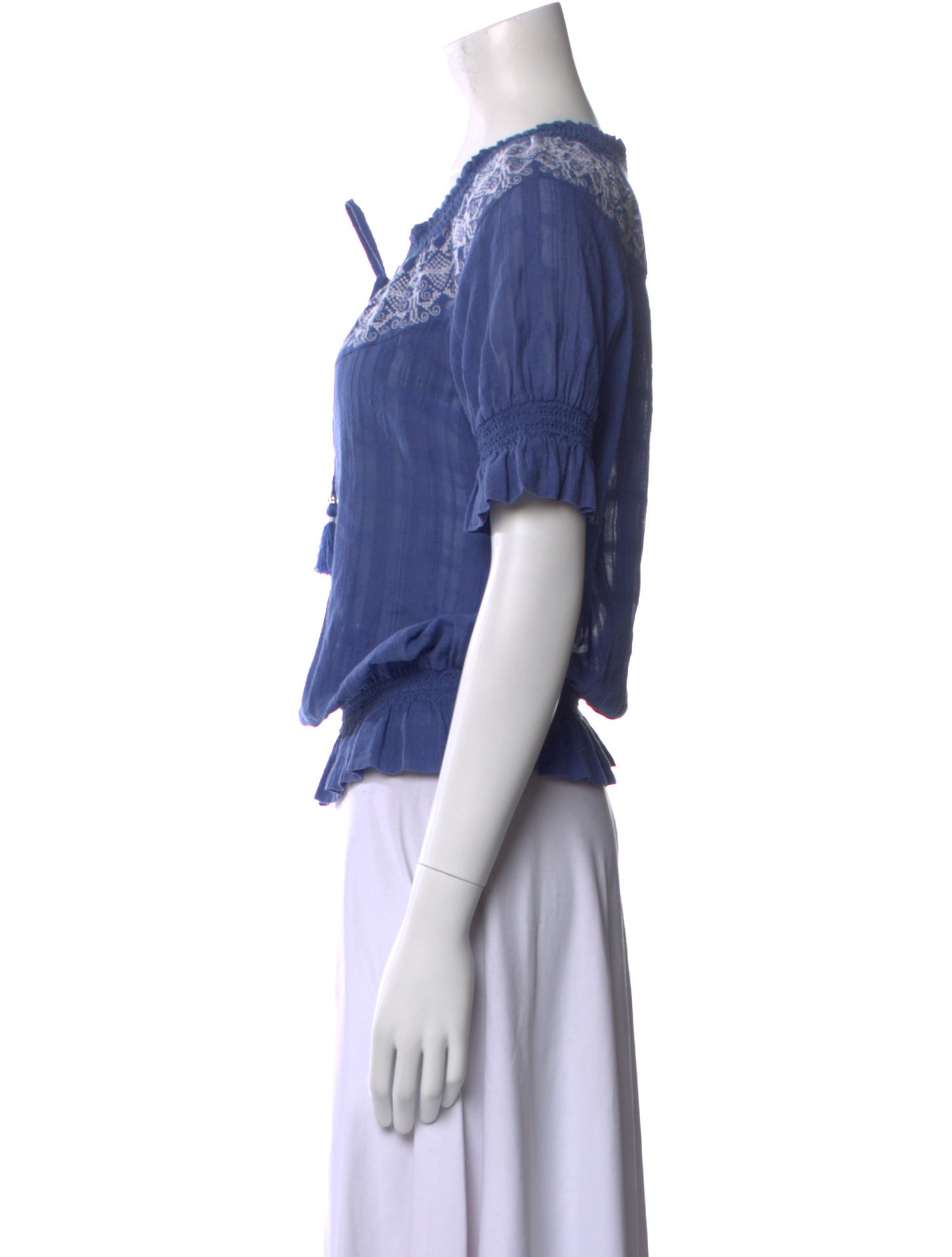 Tory Burch Tie Neck Short Sleeve Top