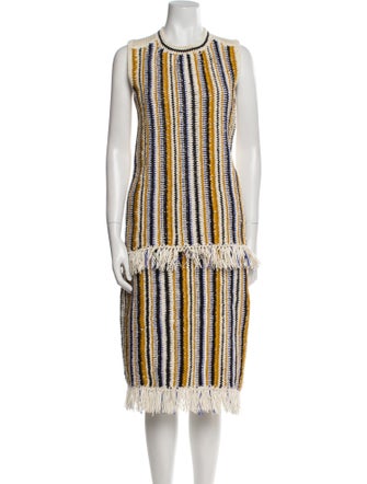 Tory Burch Striped Fringe Trim Accent Skirt Set
