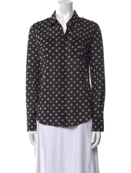 Tory Burch Printed Long Sleeve Button-Up Top