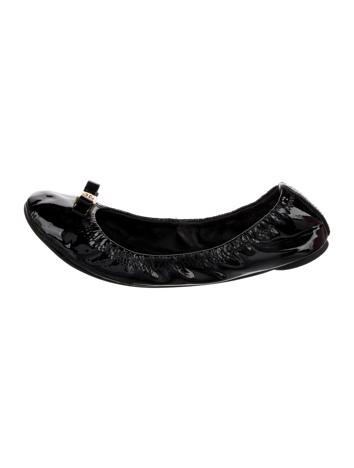 Tory Burch Patent Leather Bow Accents Ballet Flats