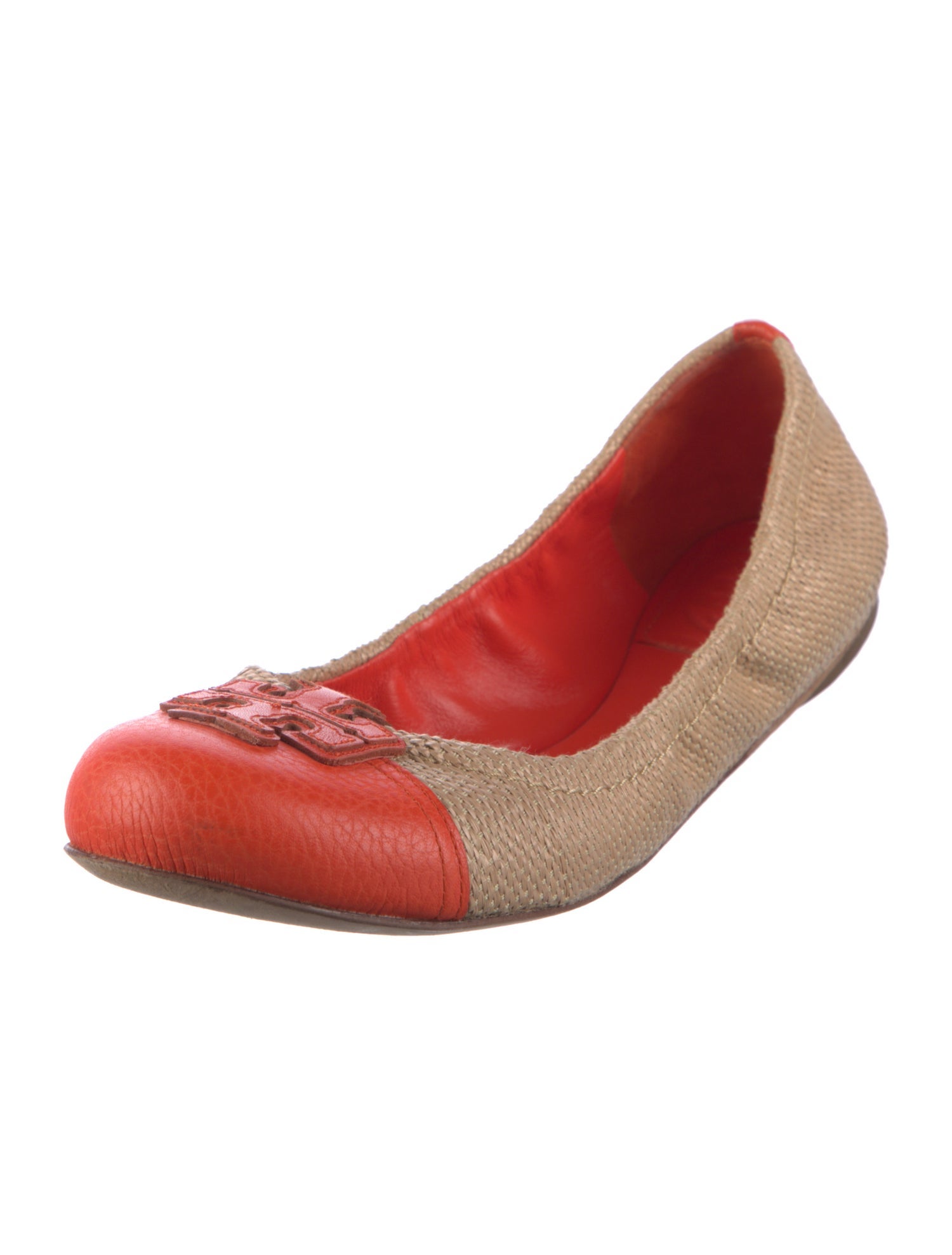 Tory Burch Straw Colorblock Pattern Ballet Flats