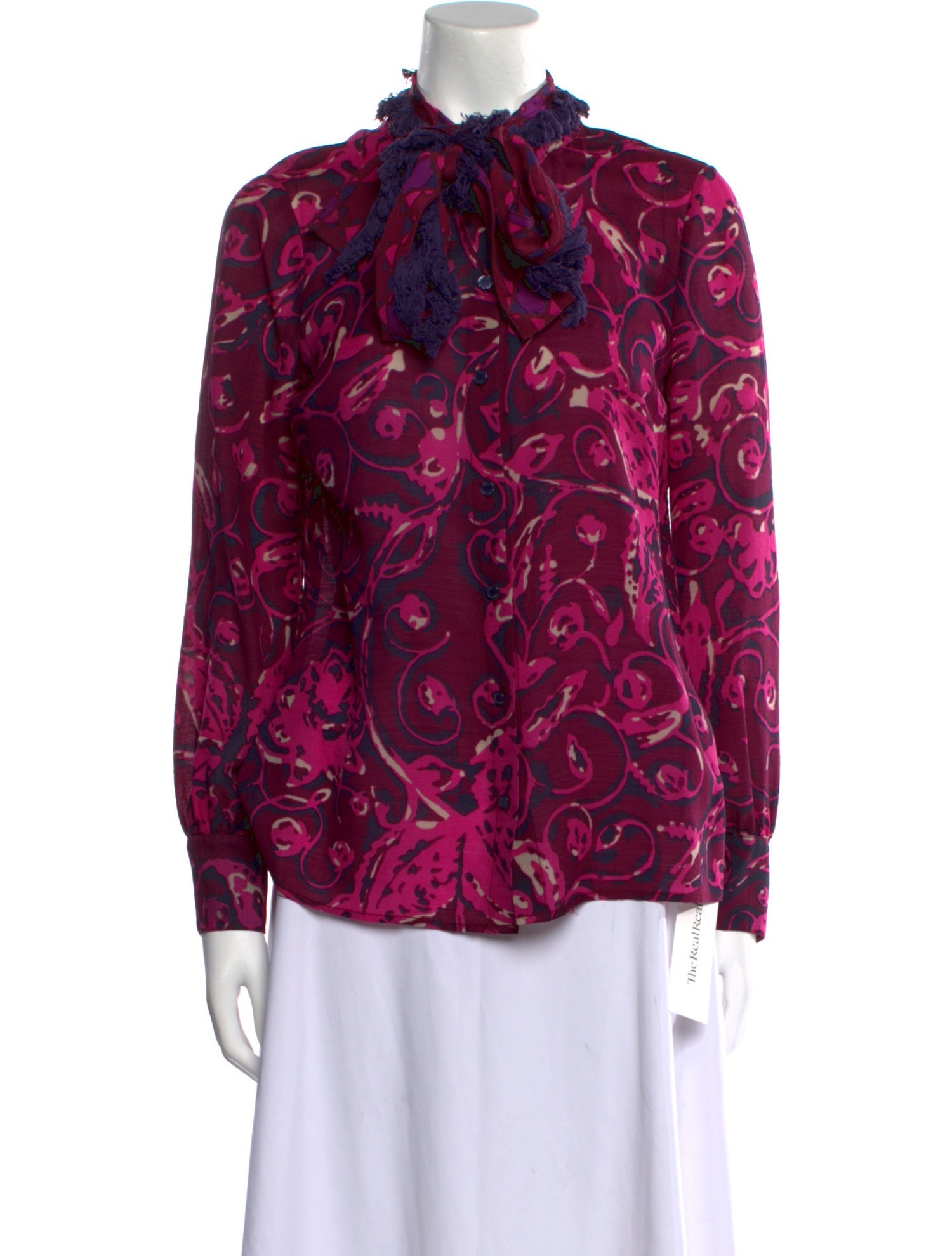 Tory Burch Wool Tie-Dye Print Blouse