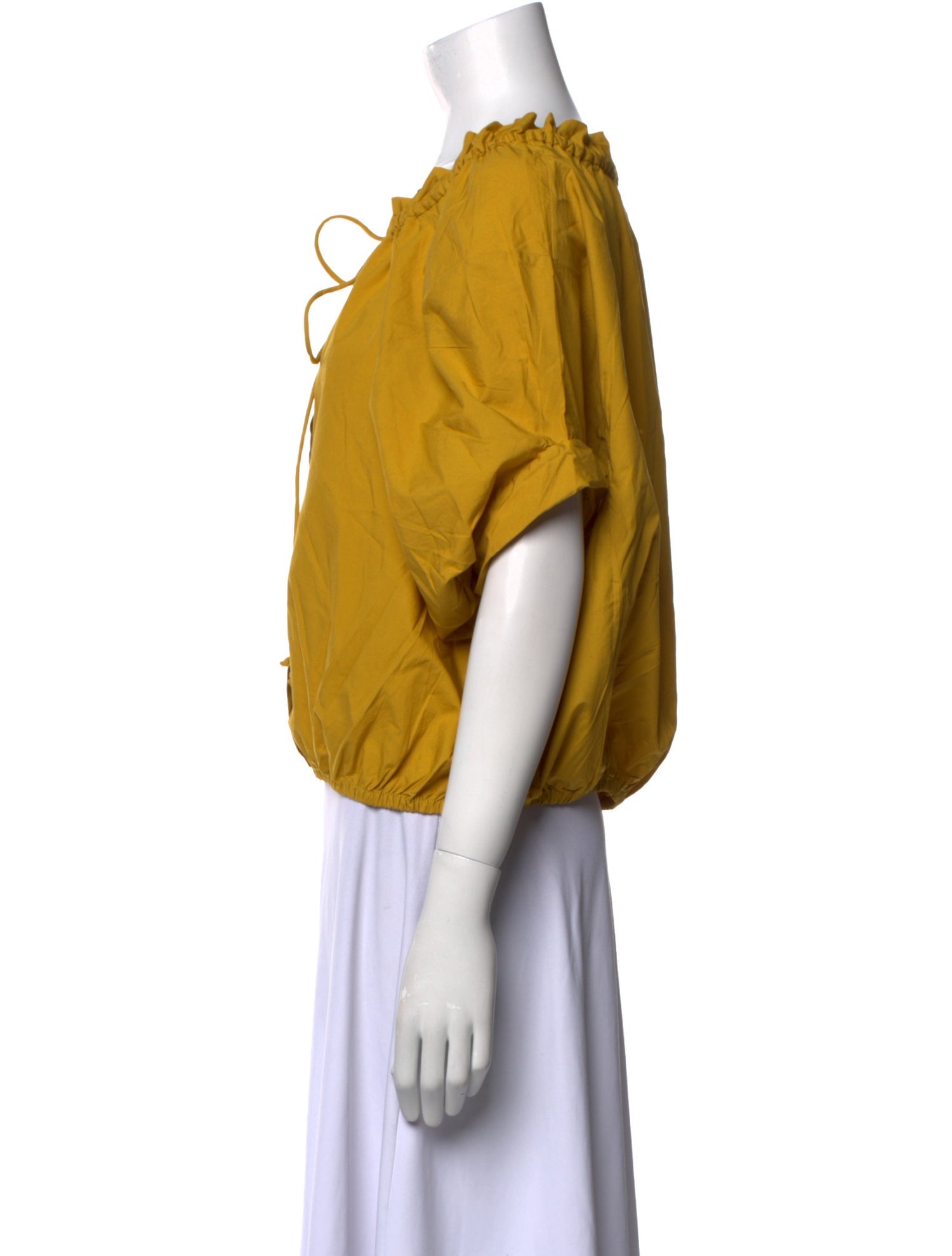 Tory Burch Tie Neck Three-Quarter Sleeve Crop Top