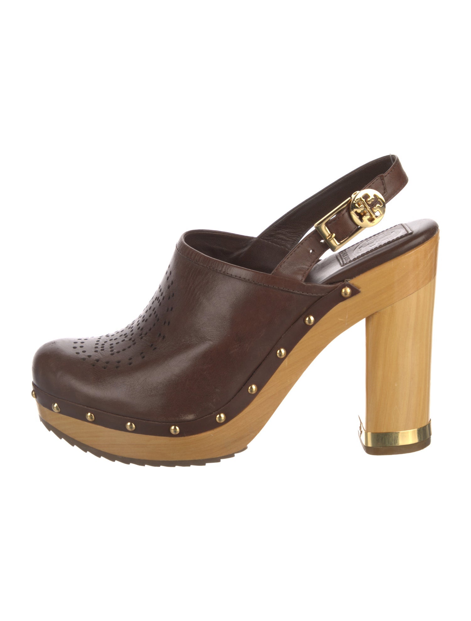 Tory Burch Leather Eyelet Trim Slingback Pumps