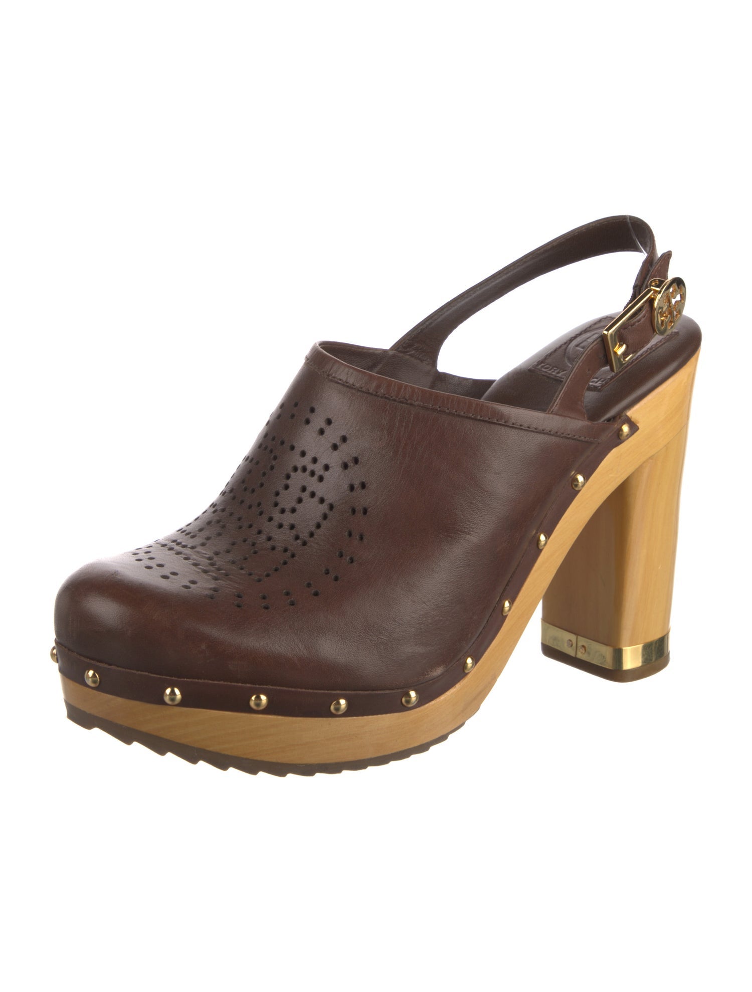 Tory Burch Leather Eyelet Trim Slingback Pumps