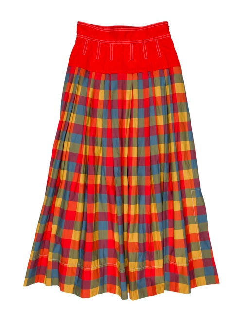 Tory Burch Plaid Print Midi Length Skirt