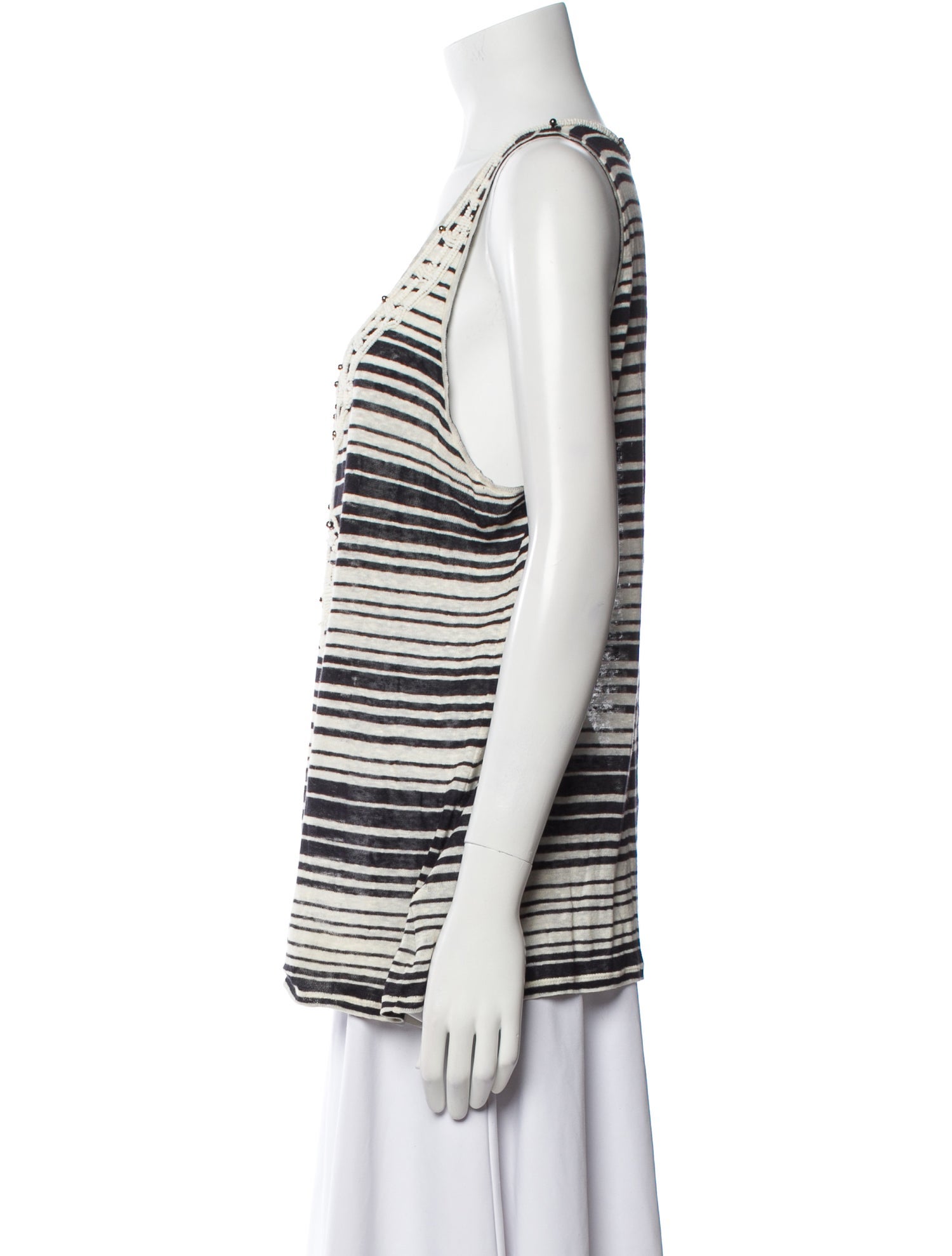 Tory Burch Linen Striped Top