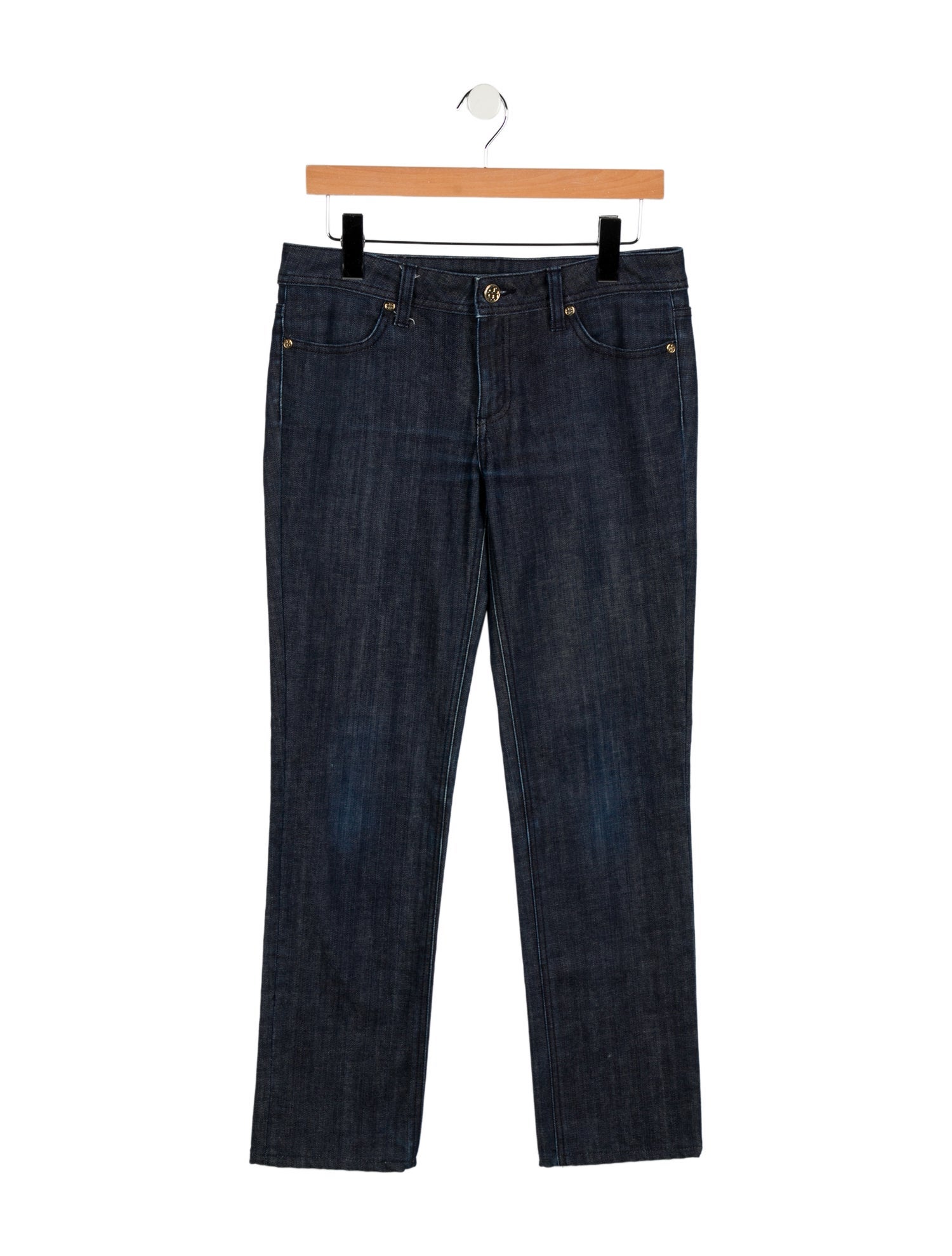 Tory Burch Mid-Rise Straight Leg Jeans