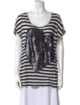 Tory Burch Striped Scoop Neck T-Shirt