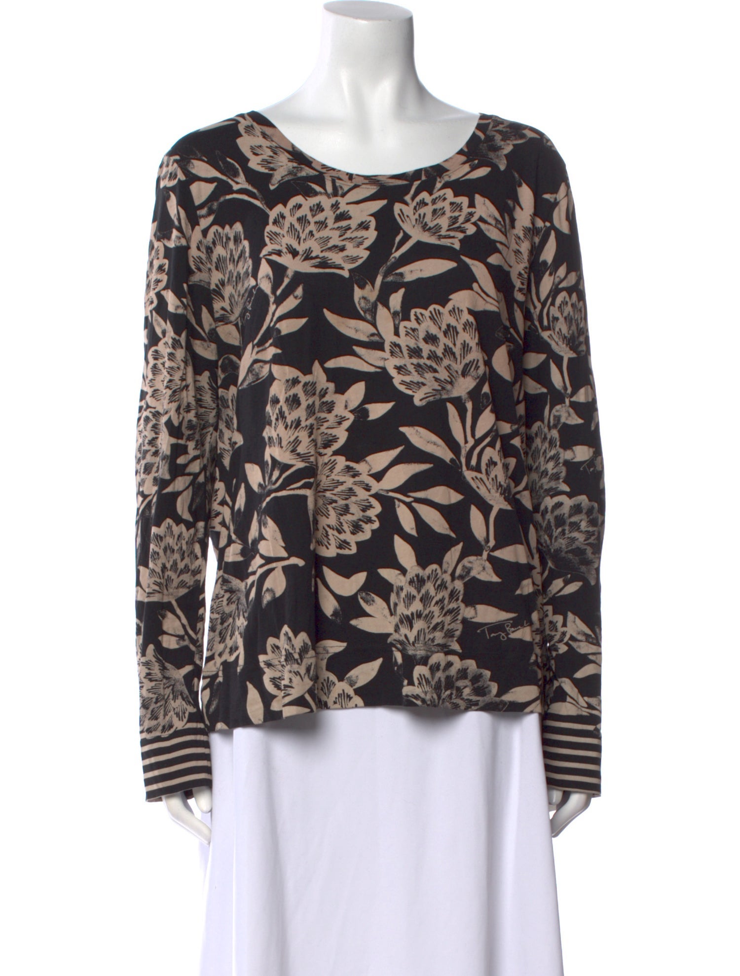 Tory Burch Floral Print Scoop Neck Blouse