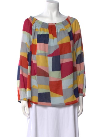 Tory Burch Printed Bateau Neckline Blouse