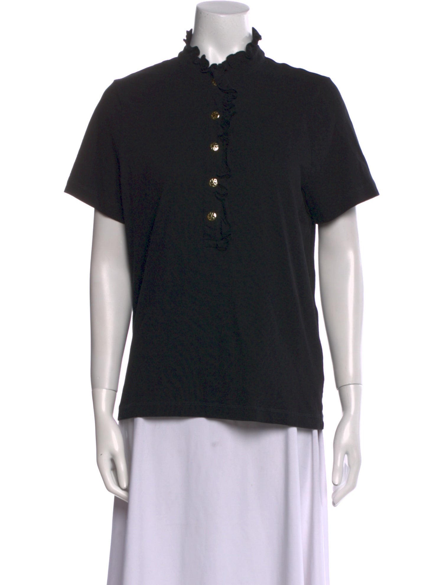 Tory Burch Mock Neck Short Sleeve Polo