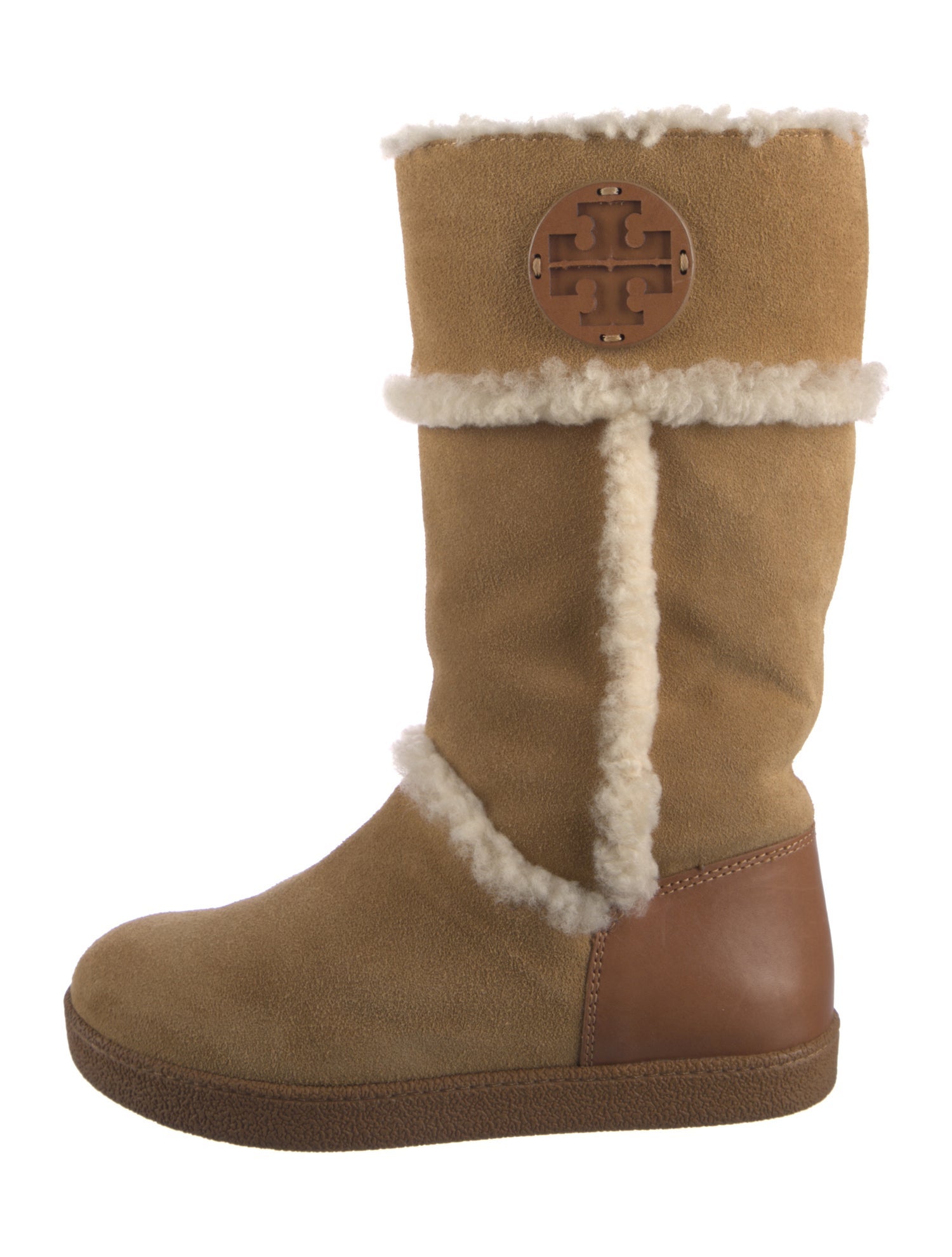 Tory Burch Suede Colorblock Pattern Boots