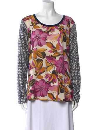 Tory Burch Floral Print Scoop Neck Blouse