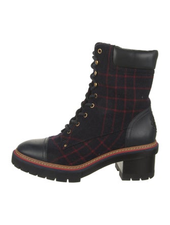 Tory Burch Wool Printed Combat Boots
