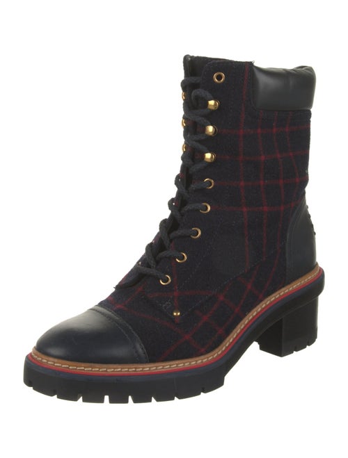 Tory Burch Wool Printed Combat Boots