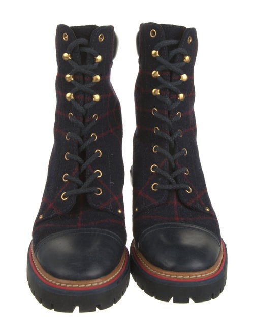 Tory Burch Wool Printed Combat Boots