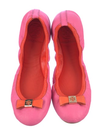 Tory Burch Leather Bow Accents Ballet Flats
