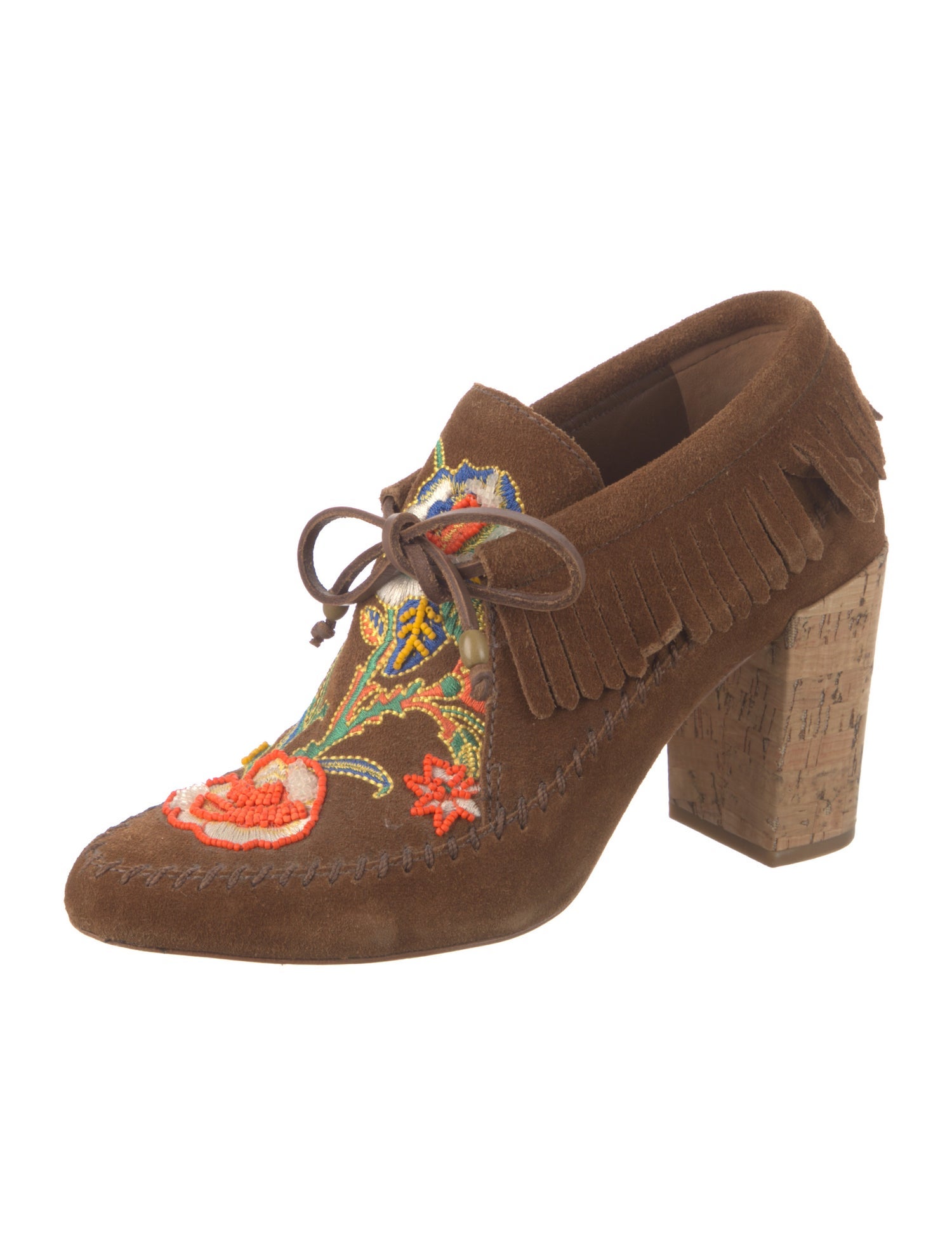 Tory Burch Suede Floral Print Pumps