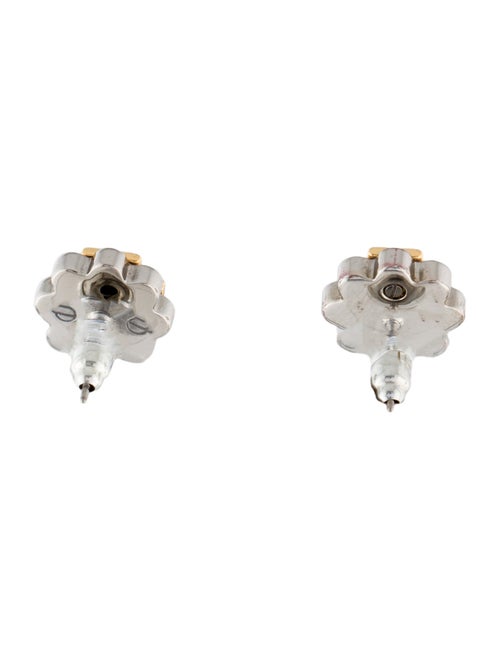 Tory Burch Two-Tone Logo Flower Stud Earrings