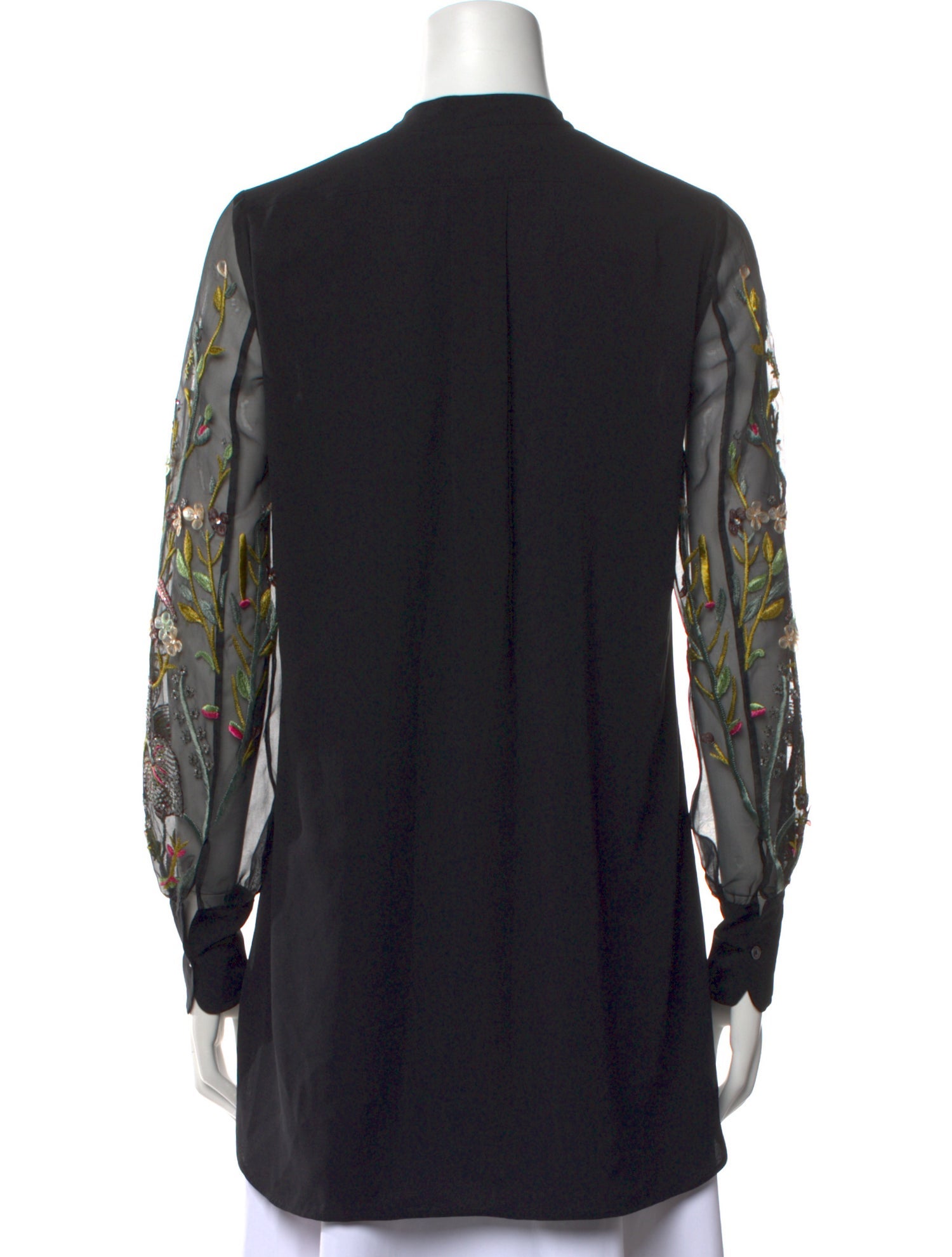 Tory Burch Mock Neck Long Sleeve Button-Up Top