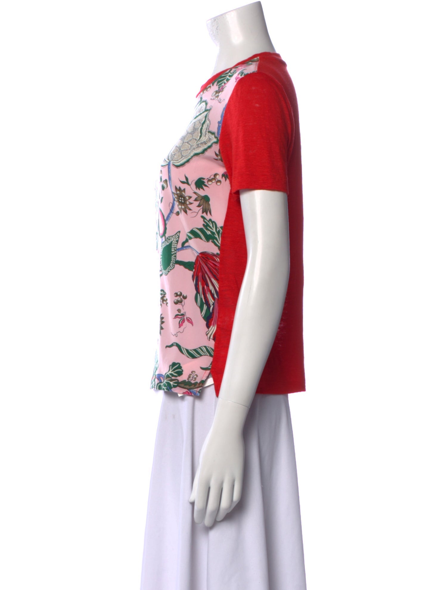 Tory Burch Linen Floral Print T-Shirt