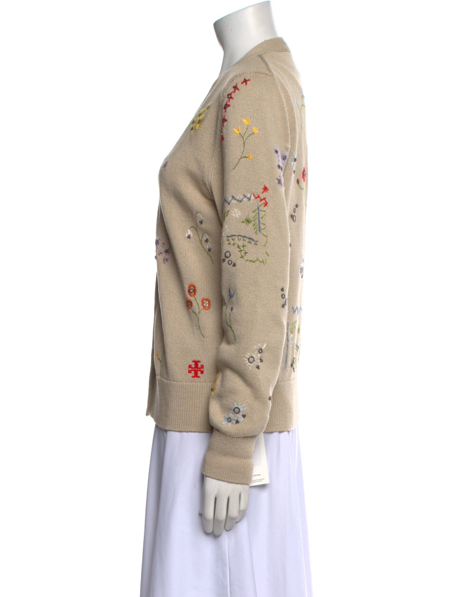 Tory Burch Floral Print V-Neck Sweater